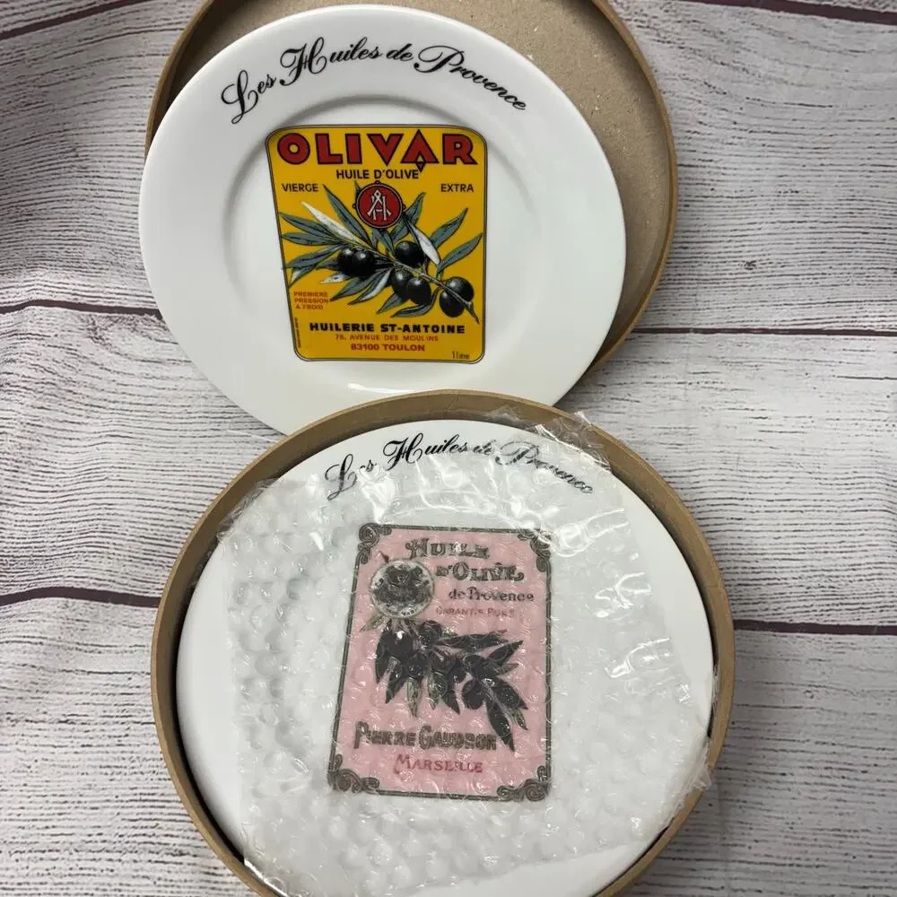 Kiss That Frog Les Huiles De Provence Olive Oil Label Plates Set of 4 French